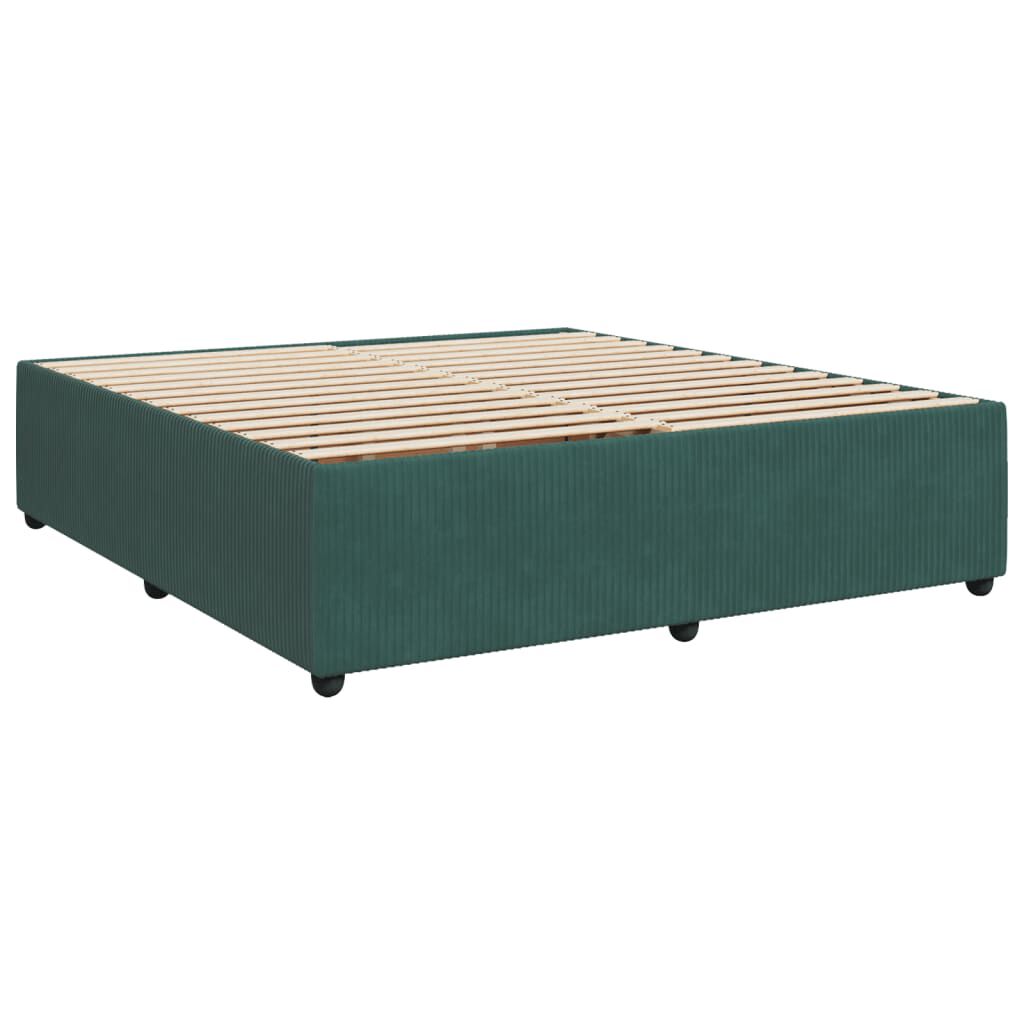 vidaXL Κρεβάτι Boxspring με Στρώμα Σκούρο Πράσινο 180x200εκ. Βελούδινο