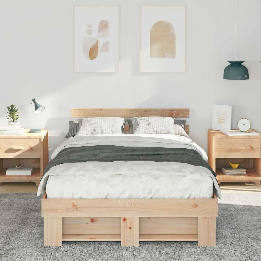 vidaXL Σκελετός Κρεβατιού Καφέ 120 x 190 cm Μασίφ ξύλο πεύκου