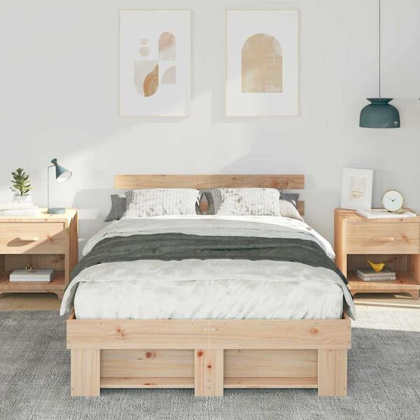 vidaXL Σκελετός Κρεβατιού Καφέ 120 x 190 cm Μασίφ ξύλο πεύκου
