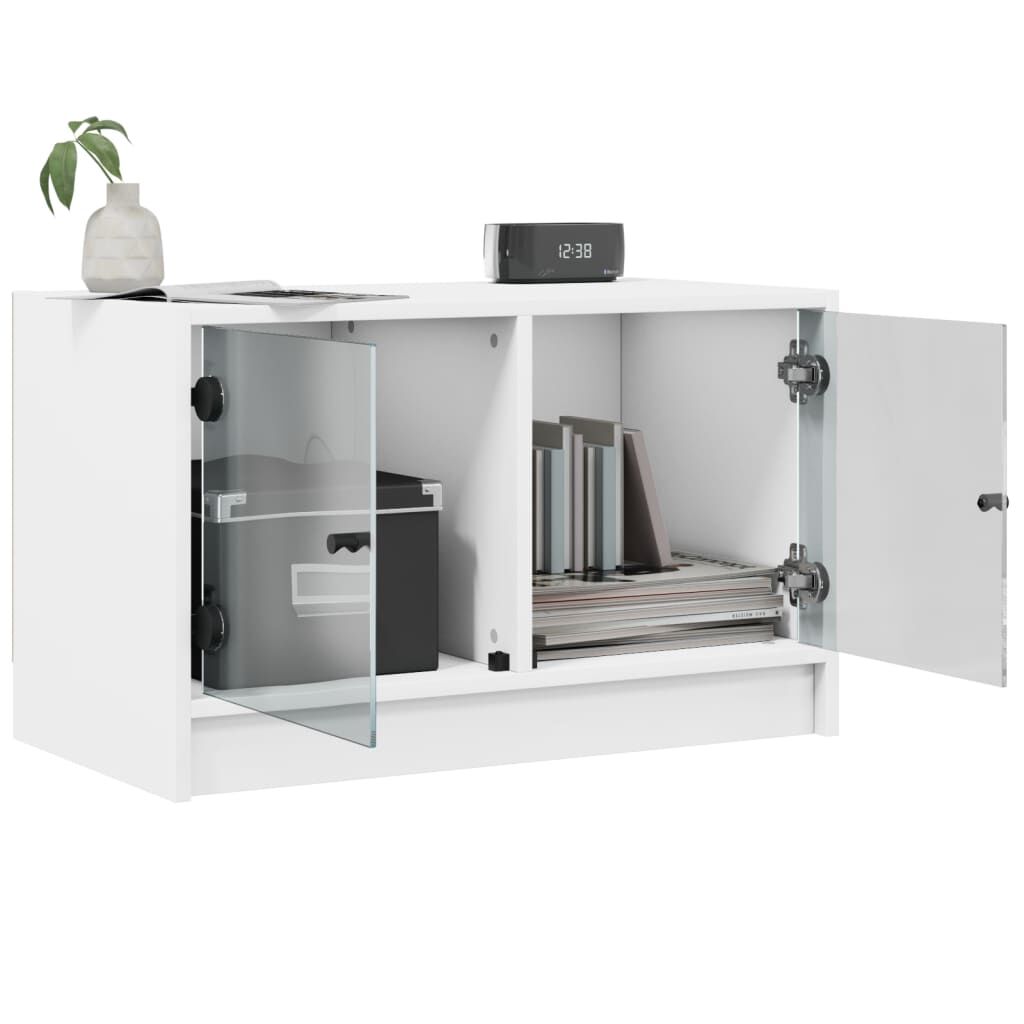 vidaXL Έπιπλο Τηλεόρασης Λευκό 68x37x42 εκ. με Γυάλινες Πόρτες