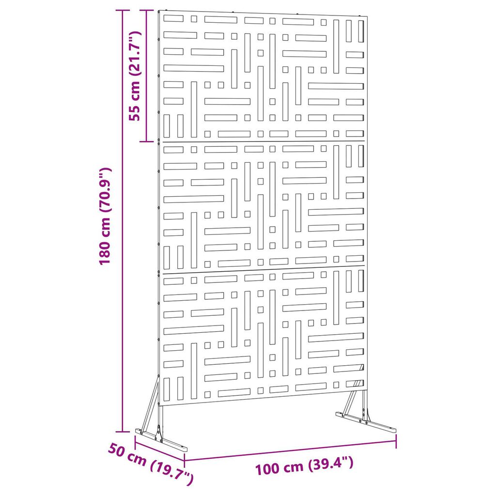 vidaXL Ιδιωτική Οθόνη 180 cm Μαύρος Χάλυβας