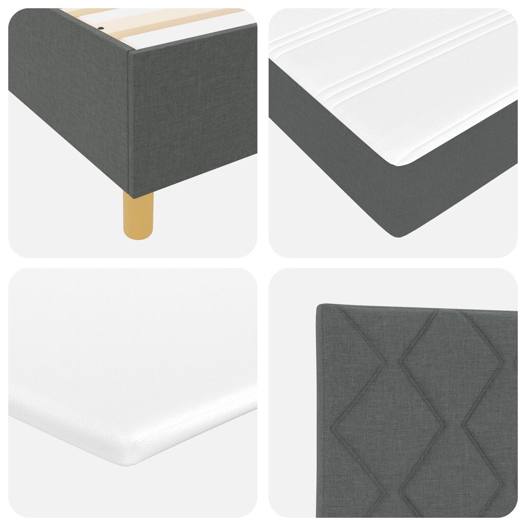 vidaXL Box Spring Κρεβάτι με Στρώμα & Παγκάκι Σκούρο Γκρι 140x200 cm Ύφασμα