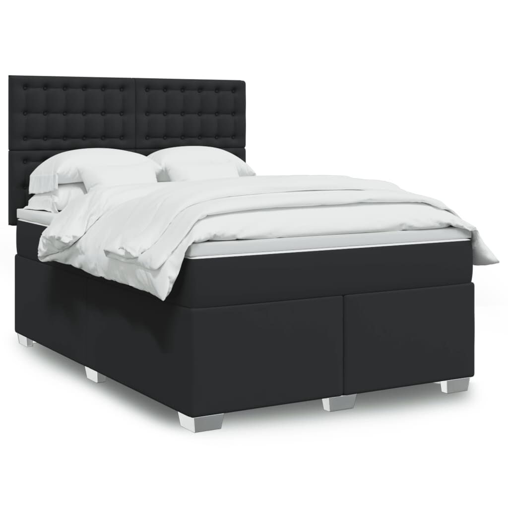 vidaXL Κρεβάτι Boxspring με Στρώμα Μαύρο 160x200εκ.από Συνθετικό Δέρμα