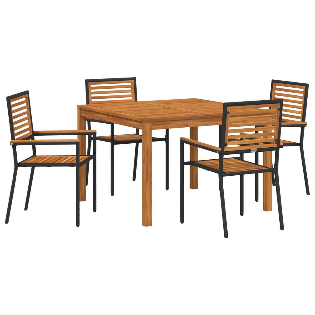 vidaXL Σέτ φαγητού για κήπο 5 pcs Μαύρο Πολυ ράταν