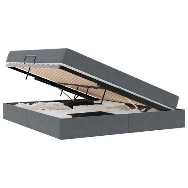 vidaXL Κρεβάτι με αποθηκευτικό χώρο και στρώμα με στρώμα Σκούρο Γκρι