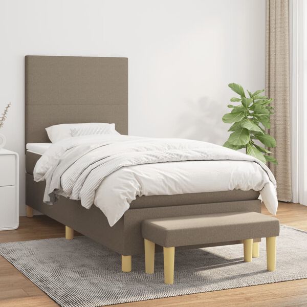 vidaXL &Kappa;&rho;&epsilon;&beta;ά&tau;&iota; Boxspring &mu;&epsilon; &Sigma;&tau;&rho;ώ&mu;&alpha; Taupe 90x190 &epsilon;&kappa;.&Upsilon;&phi;&alpha;&sigma;&mu;ά&tau;&iota;&nu;&omicron;