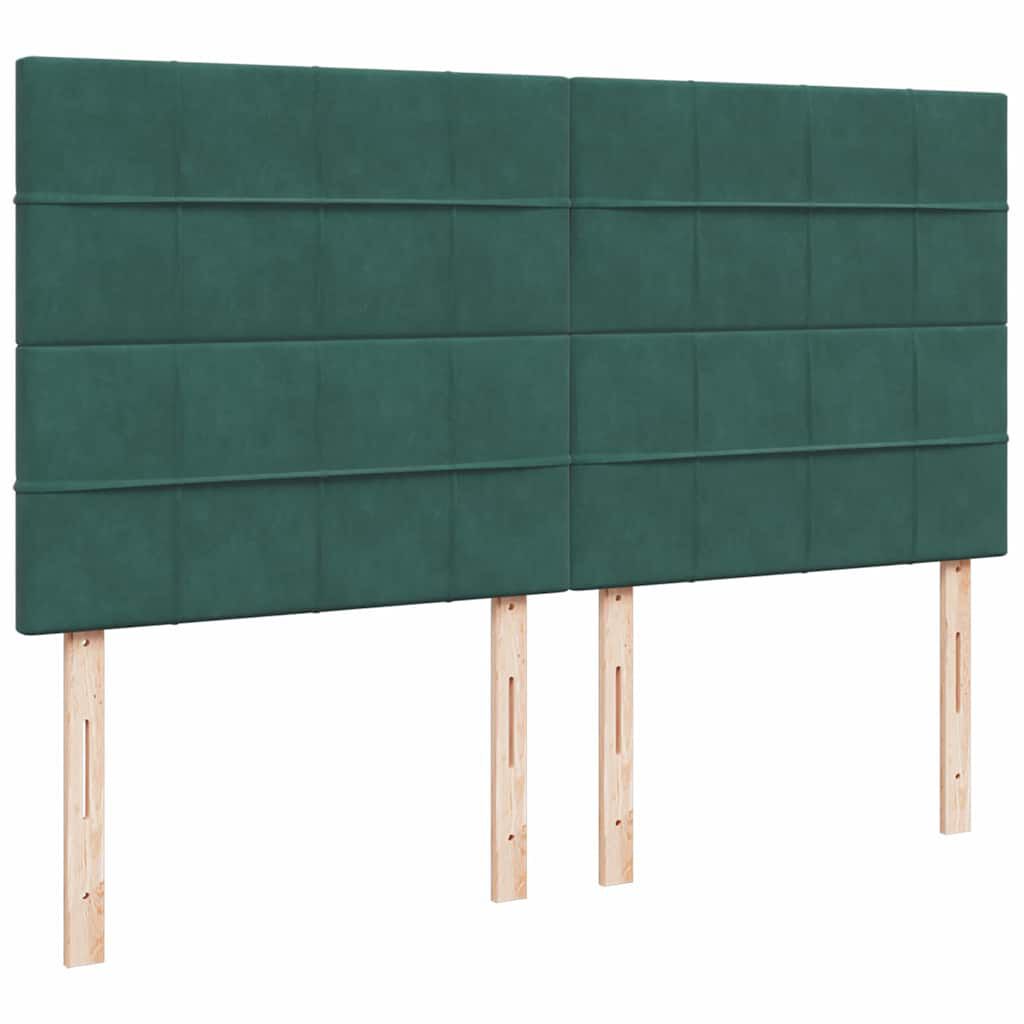 vidaXL Οθωμανικό κρεβάτι με στρώματα&LEDs Dark Green 180x200cm Velvet