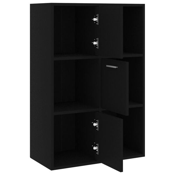 vidaXL Ραφιέρα με Ντουλάπια Μαύρη 60 x 29,5 x 90 εκ. από Επεξ. Ξύλο
