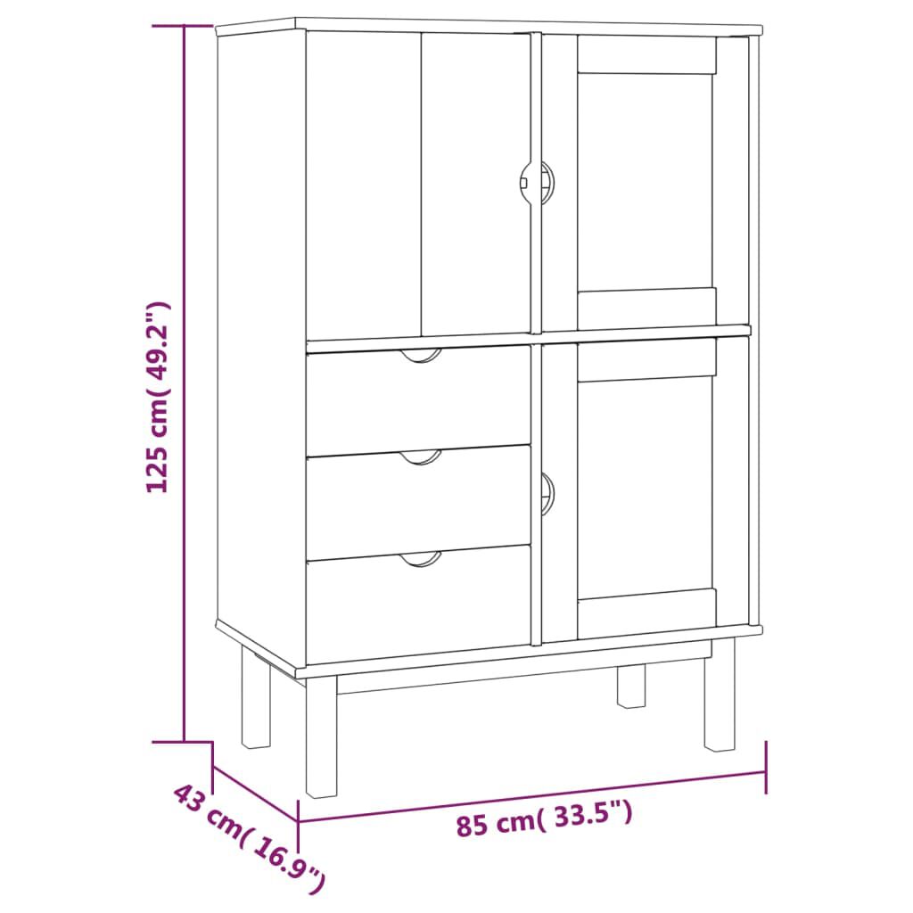 vidaXL Ντουλάπι OTTA Καφέ & Λευκό 85x43x125 εκ. από Μασίφ Ξύλο Πεύκου