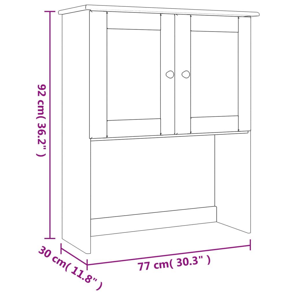 vidaXL Πάνω Ντουλάπι-Βιτρίνα ALTA Λευκό 77x30x92 εκ. Μασίφ Ξύλο Πεύκου