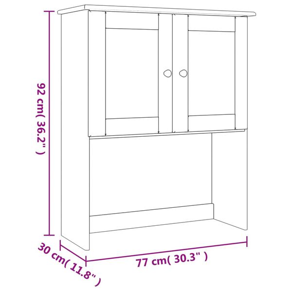 vidaXL Πάνω Ντουλάπι-Βιτρίνα ALTA Λευκό 77x30x92 εκ. Μασίφ Ξύλο Πεύκου