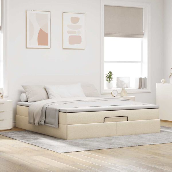 vidaXL &Omicron;&theta;&omega;&mu;&alpha;&nu;&iota;&kappa;ό &kappa;&rho;&epsilon;&beta;ά&tau;&iota; &mu;&epsilon; &sigma;&tau;&rho;ώ&mu;&alpha; Cream 180x200cm ύ&phi;&alpha;&sigma;&mu;&alpha;
