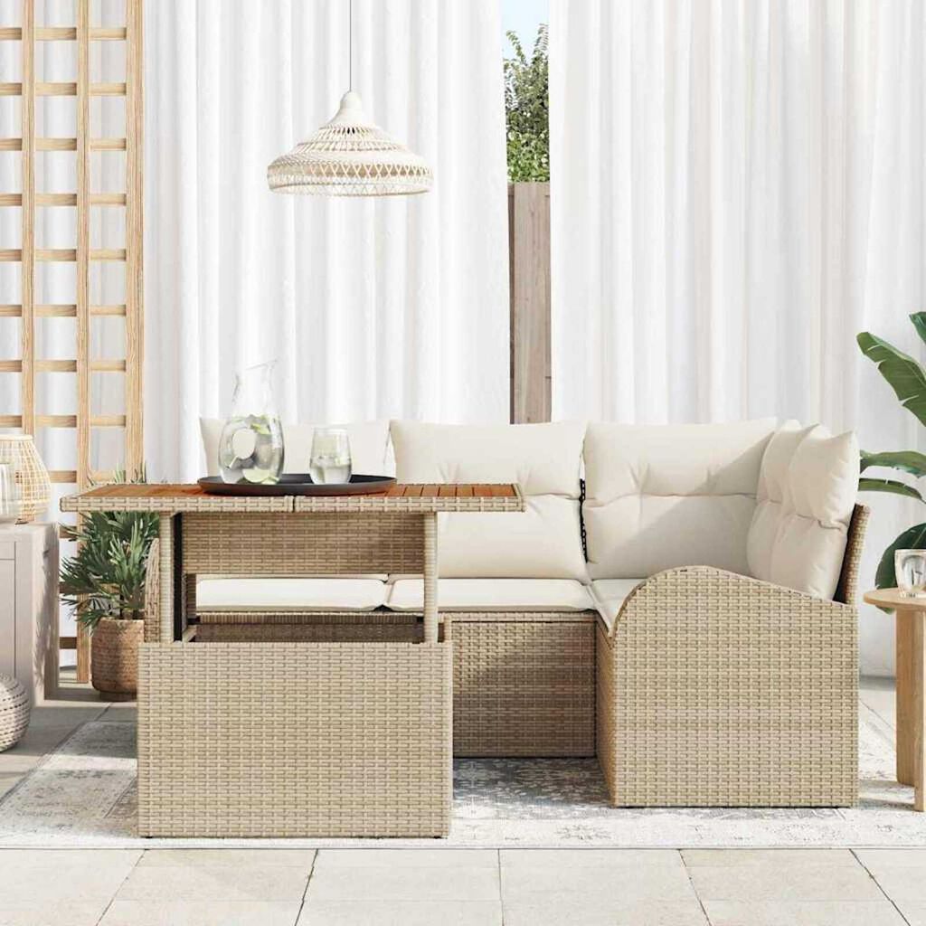 vidaXL Σετ Καναπέ Κήπου 5 pcs μπεζ και κρεμ 100 x 55 x 73 εκ