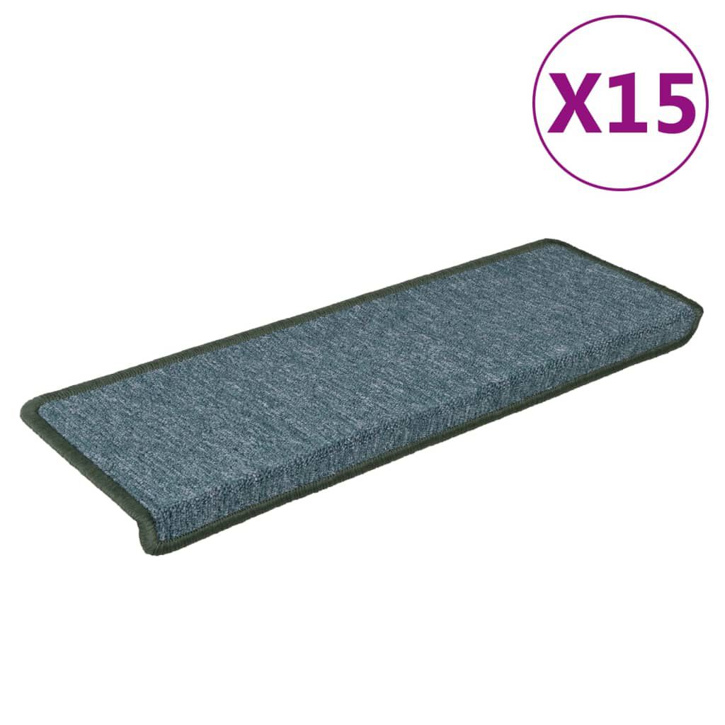 vidaXL Πατάκια Σκάλας Μοκέτα 15 τεμ. Πράσινα 65x21x4 εκ.
