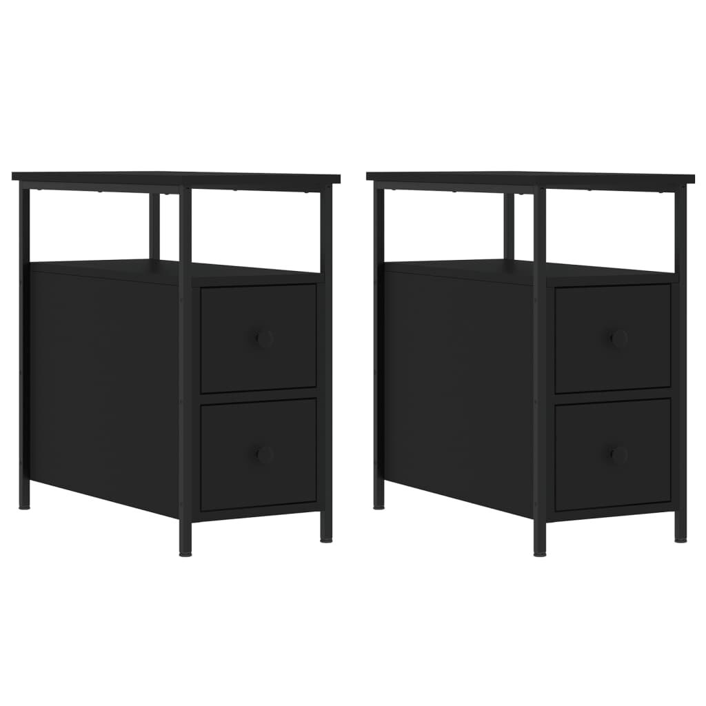 vidaXL Κομοδίνα 2 τεμ. Μαύρα 30 x 60 x 60 εκ. από Επεξεργασμένο Ξύλο
