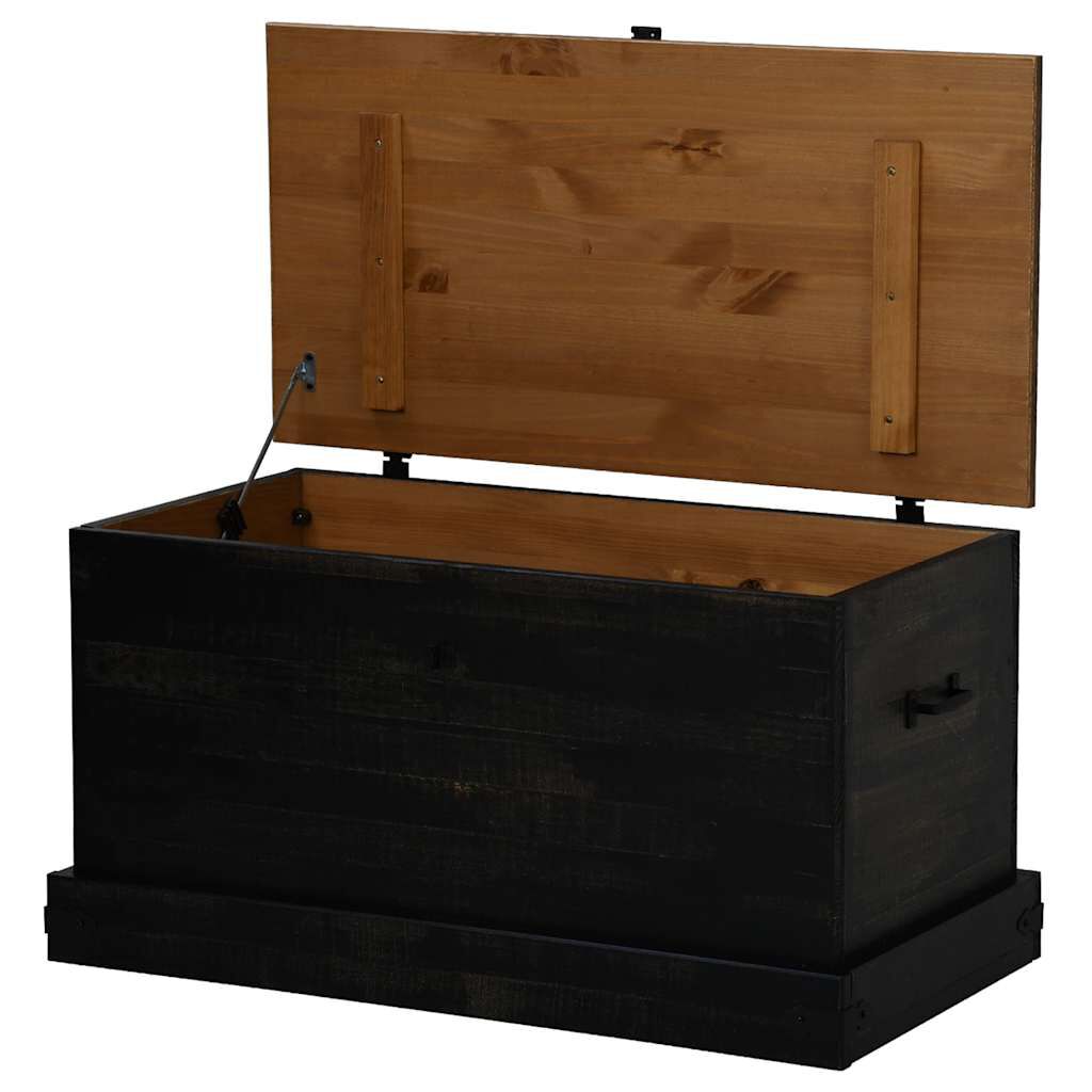 vidaXL Σεντούκι αποθήκευσης HALDEN Μαύρο 91x48x47cm Στερεό ξύλο πεύκου