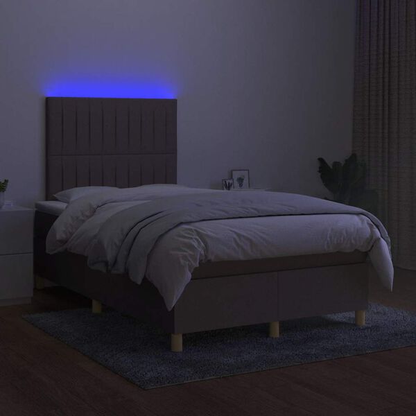 vidaXL &Kappa;&rho;&epsilon;&beta;ά&tau;&iota; Boxspring &mu;&epsilon; &Sigma;&tau;&rho;ώ&mu;&alpha; & LED Taupe 120x190 &epsilon;&kappa;. &Upsilon;&phi;&alpha;&sigma;&mu;ά&tau;&iota;&nu;&omicron;