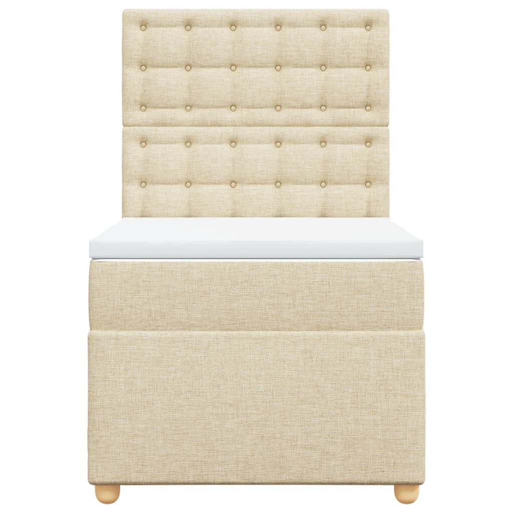 vidaXL Κρεβάτι Boxspring με Στρώμα Κρεμ 90x190 εκ.Υφασμάτινο