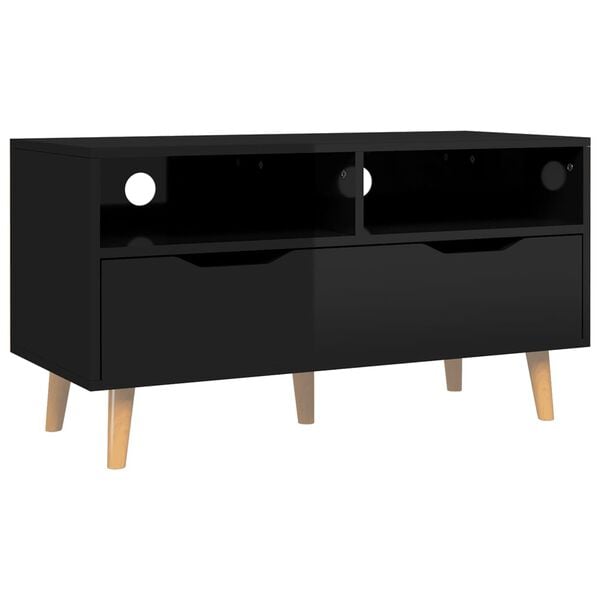 vidaXL Έπιπλο Τηλεόρασης Γυαλ. Μαύρο 90x40x48,5 εκ. Επεξεργασμένο Ξύλο