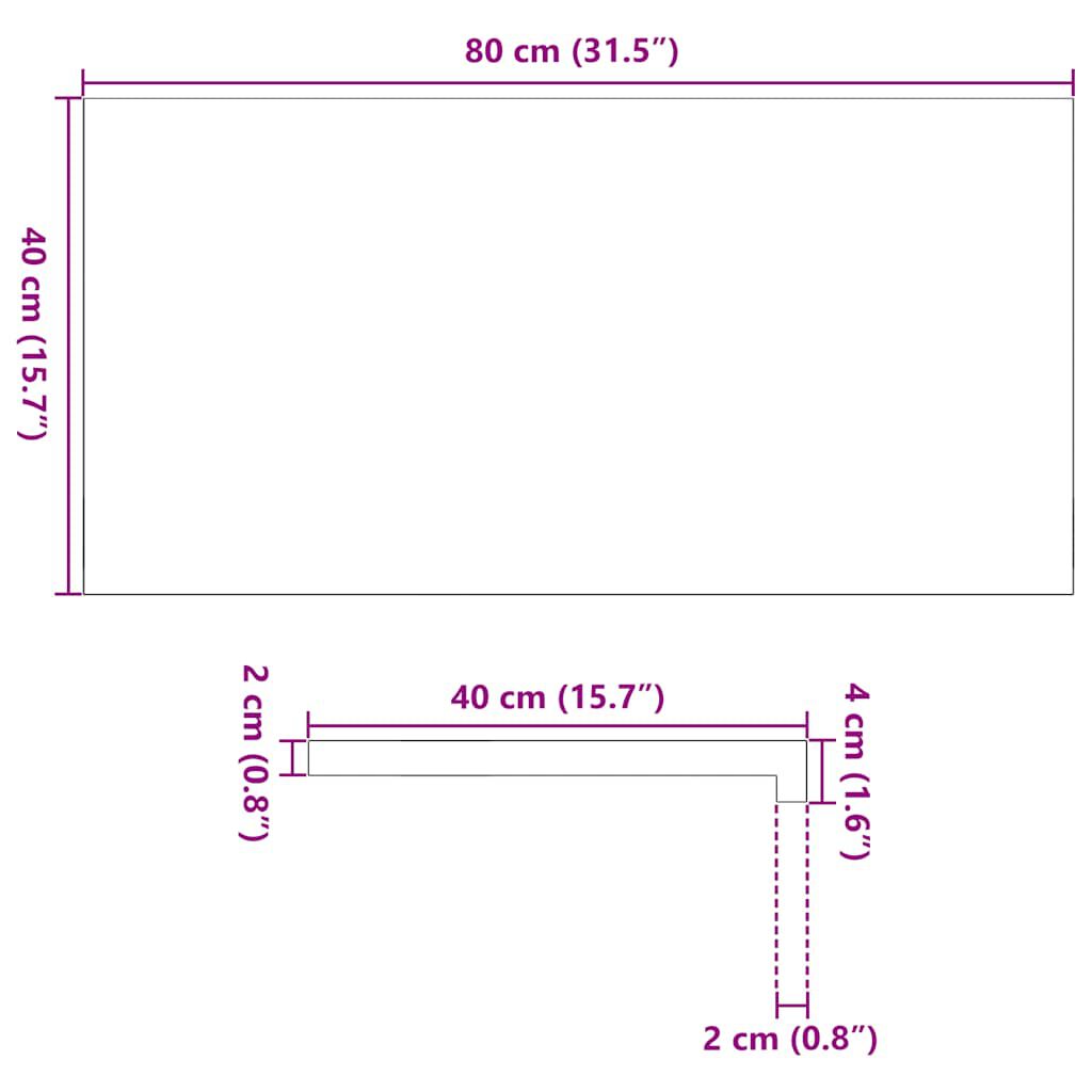 vidaXL Περβάζια παραθύρων 2 τεμ. Σκ. Καφέ 80x40x2 εκ. Μασίφ Ξύλο Δρυός