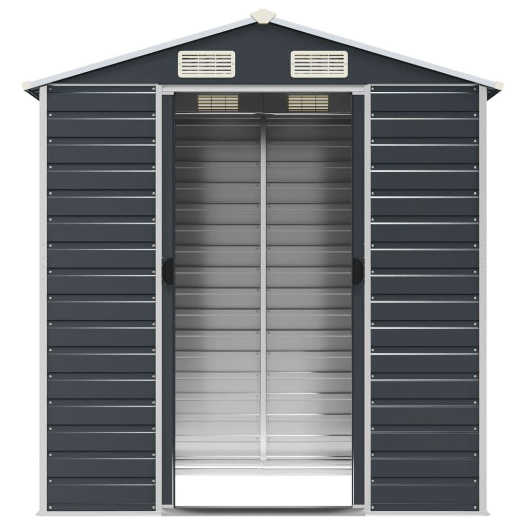 vidaXL Αποθήκη Κήπου Ανθρακί 191x130x198 εκ. Γαλβανισμένο Ατσάλι