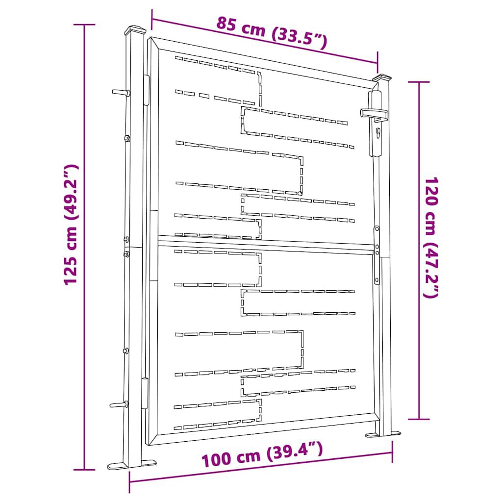 vidaXL Πόρτα Περίφραξης Κήπου 100 x 125 εκ. από Ανοξείδωτο Ατσάλι
