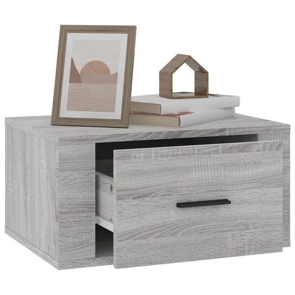 vidaXL Κομοδίνα Επιτοίχια Γκρι Sonoma 50x36x25 εκ.