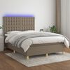 vidaXL &Kappa;&rho;&epsilon;&beta;ά&tau;&iota; Boxspring &mu;&epsilon; &Sigma;&tau;&rho;ώ&mu;&alpha; & LED Taupe 140x200 &epsilon;&kappa;. &Upsilon;&phi;&alpha;&sigma;&mu;ά&tau;&iota;&nu;&omicron;
