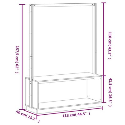 vidaXL Κρεμάστρα Ρούχων Παπουτσοθήκη Μαύρη 113x40x157,5 εκ Μασίφ Πεύκο