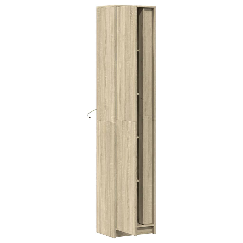 vidaXL Ντουλάπι με LED Δρυς 41,5x32,5x200 εκ. από Επεξεργασμένο Ξύλο