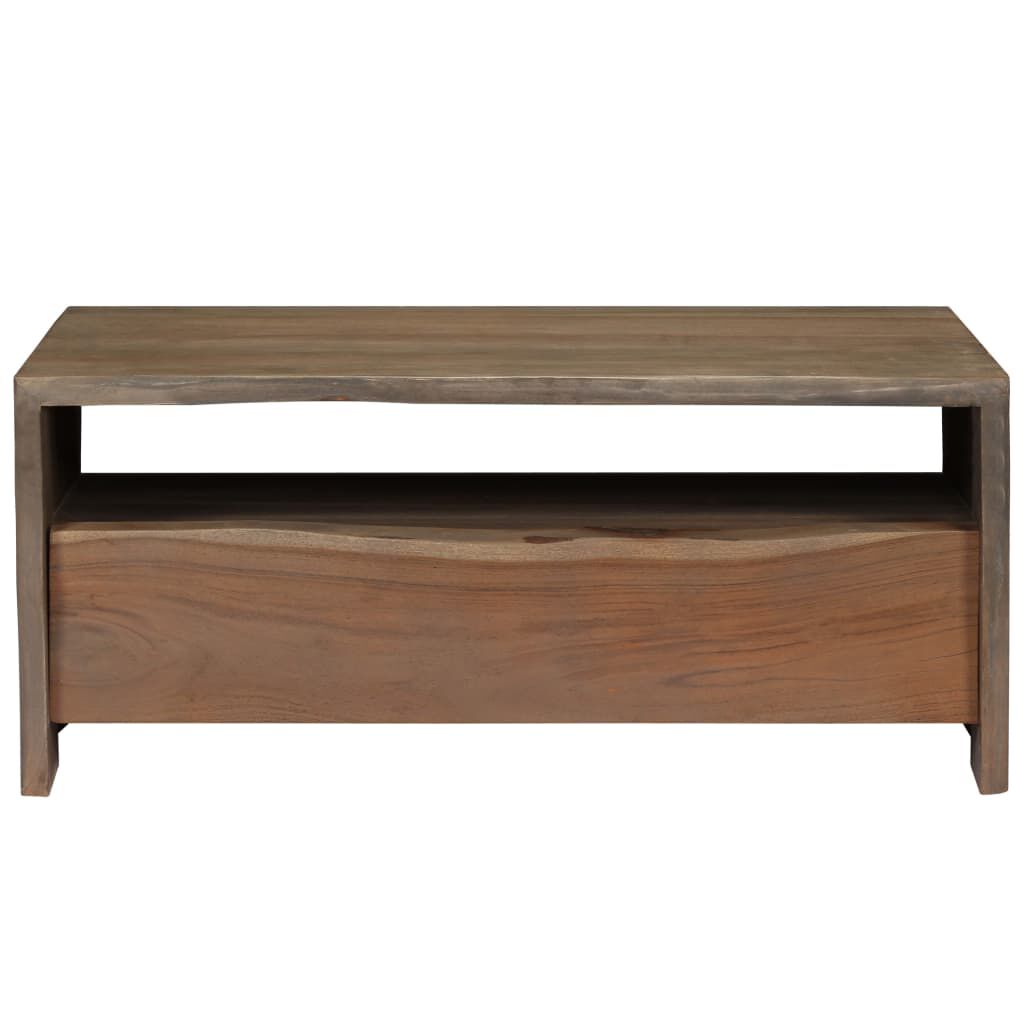 vidaXL Τραπέζι Σαλονιού Live Edge Γκρι 90x50x40 εκ. Μασίφ Ξύλο Ακακίας