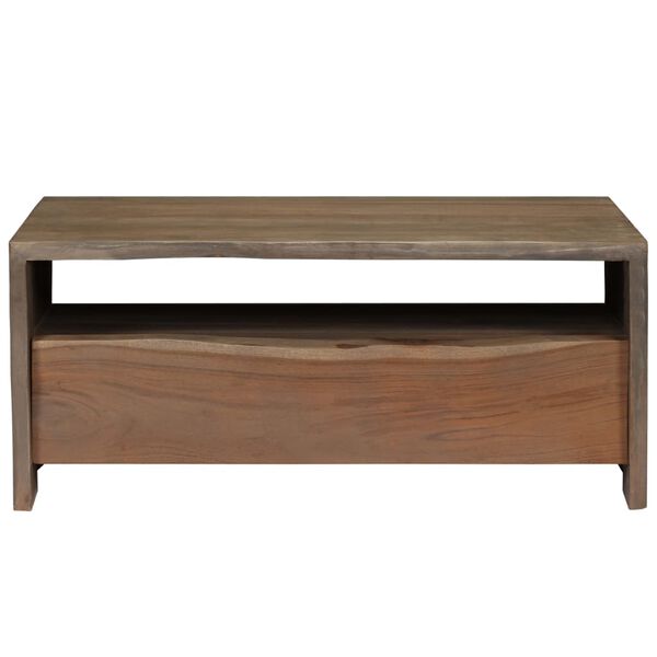 vidaXL Τραπέζι Σαλονιού Live Edge Γκρι 90x50x40 εκ. Μασίφ Ξύλο Ακακίας