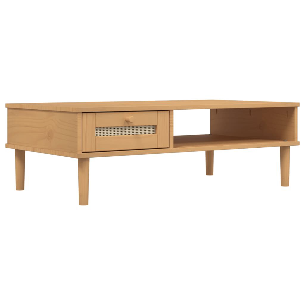 vidaXL Τραπεζάκι Σαλονιού SENJA Καφέ / Ρατάν 100x55x33 εκ. Μασίφ Ξύλο