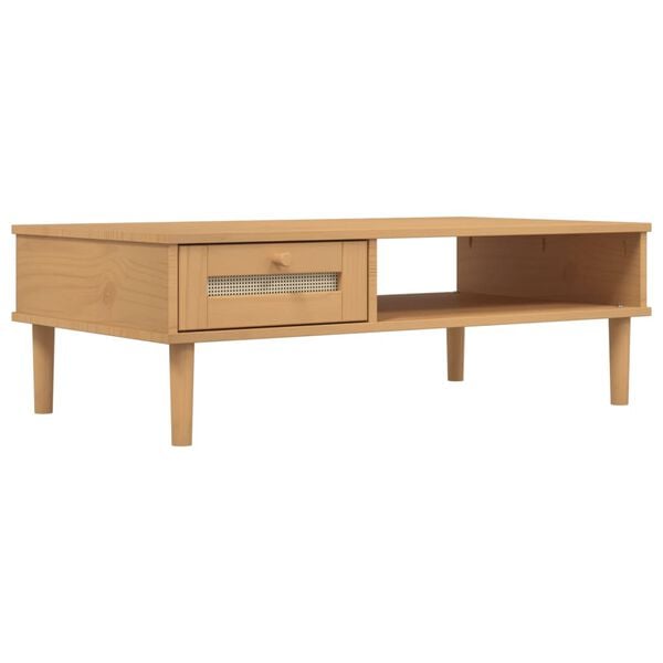 vidaXL Τραπεζάκι Σαλονιού SENJA Καφέ / Ρατάν 100x55x33 εκ. Μασίφ Ξύλο