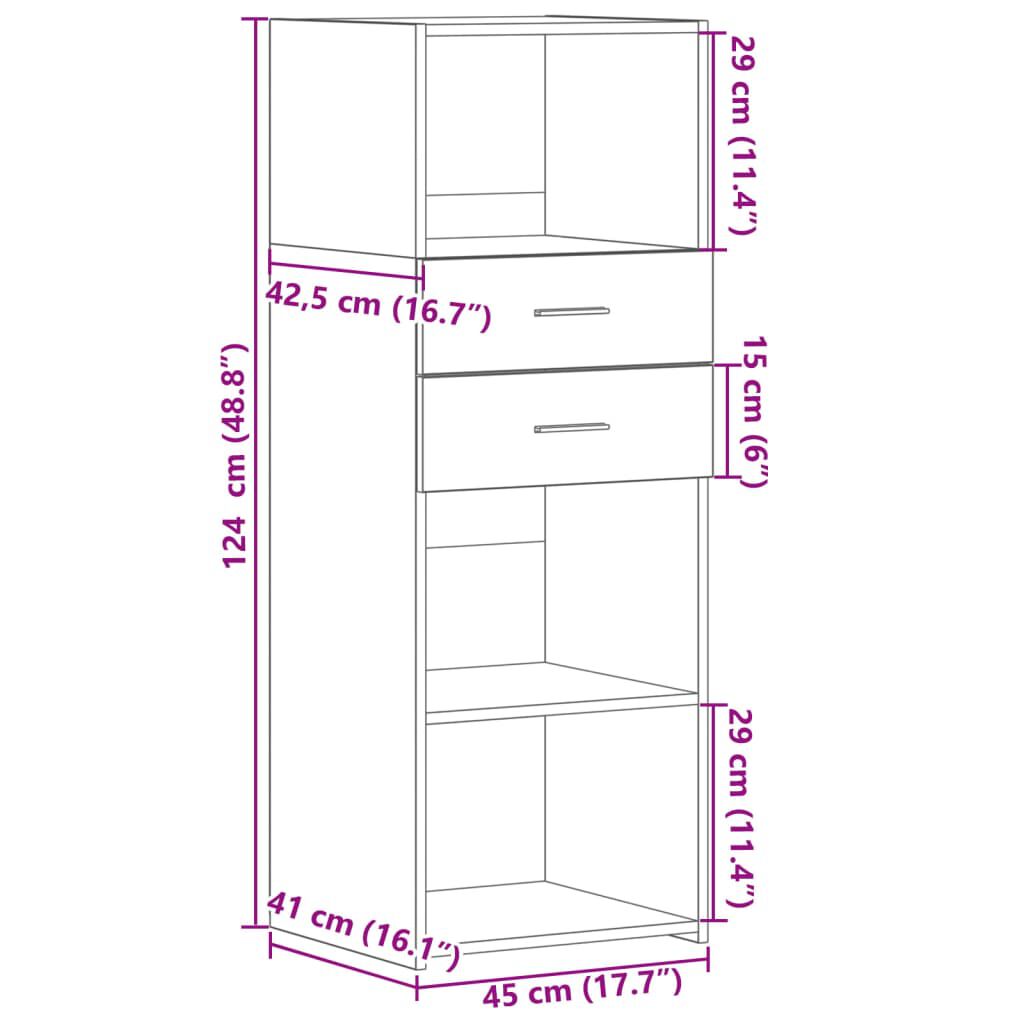 vidaXL Ντουλάπι Μαύρο 45x42,5x124 εκ. από Επεξεργασμένο Ξύλο