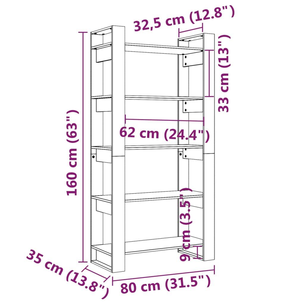 vidaXL Βιβλιοθήκη/Διαχωριστικό Χώρου 80x35x160 εκ. Μασίφ Ξύλο