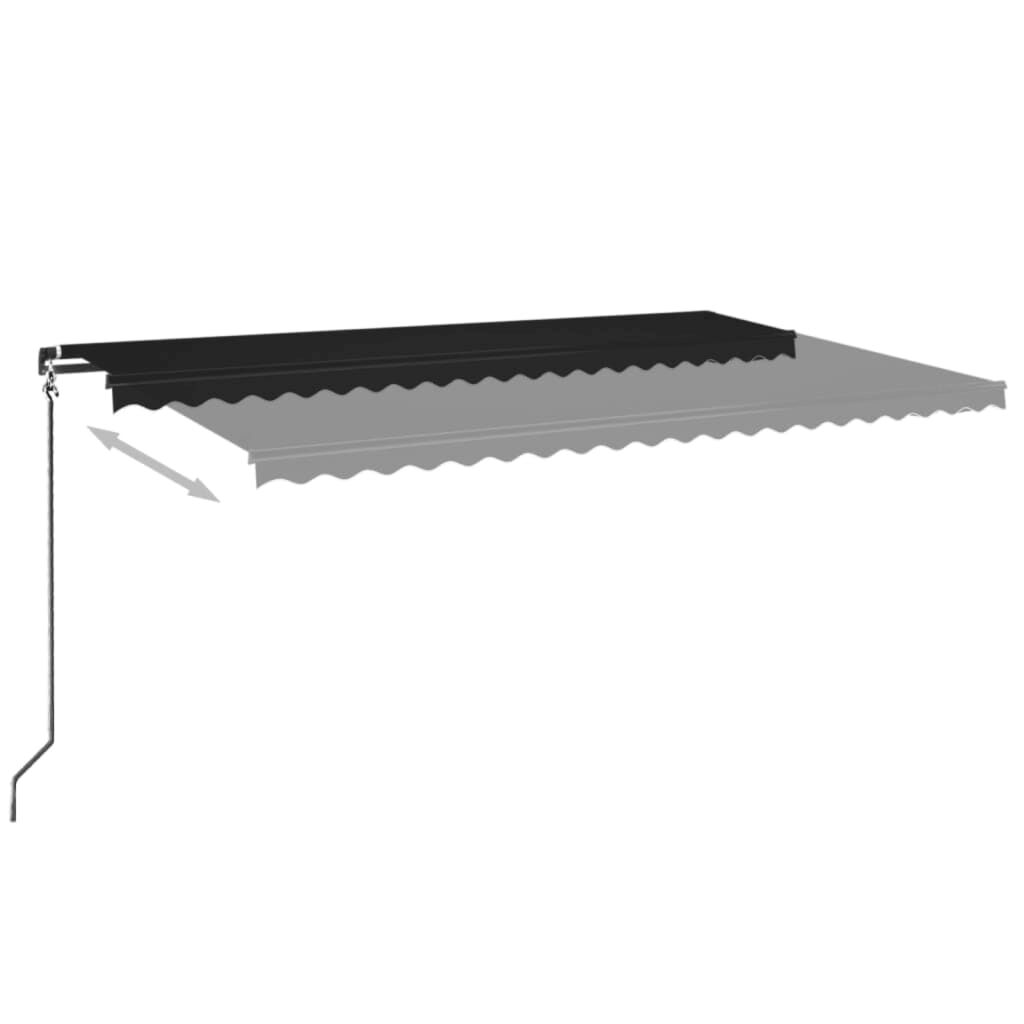 vidaXL Τέντα Συρόμενη Χειροκίνητη με LED Ανθρακί 500 x 350 εκ.