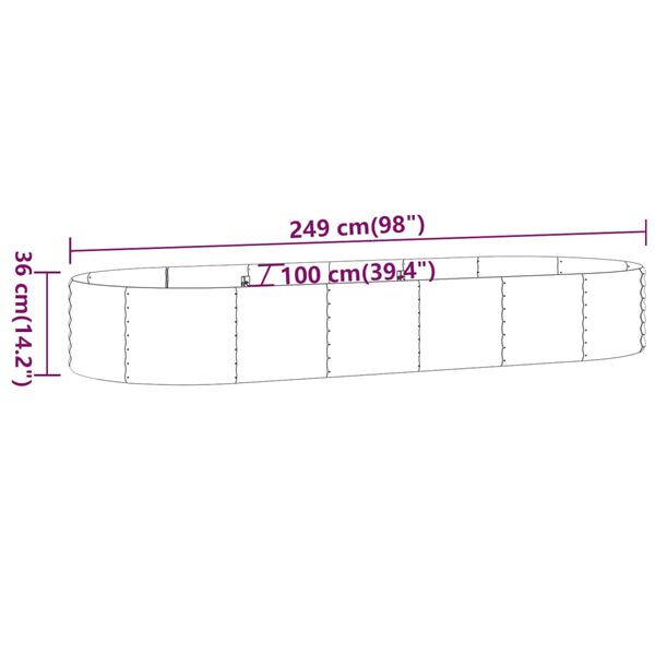 vidaXL Ζαρντινιέρα Πράσινη 249x100x36εκ Ατσάλι με Ηλεκτρ. Βαφή Πούδρας