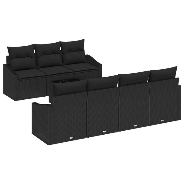 vidaXL Σετ Καναπέ Κήπου με μαξιλάρι 8 pcs Μαύρο 55 x 55 x 37 εκ