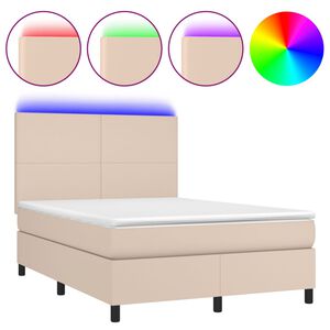 vidaXL &Kappa;&rho;&epsilon;&beta;ά&tau;&iota; Boxspring &Sigma;&tau;&rho;ώ&mu;&alpha;&LED &Kappa;&alpha;&pi;&omicron;&upsilon;&tau;&sigma;ί&nu;&omicron; 140x190 &epsilon;&kappa;. &Sigma;&upsilon;&nu;&theta;. &Delta;έ&rho;&mu;&alpha;