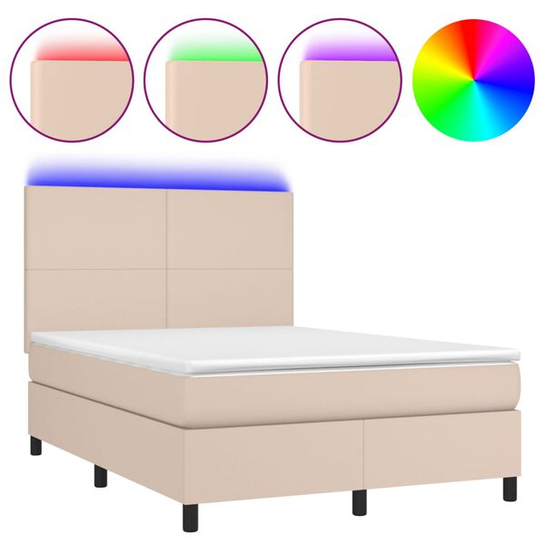 vidaXL &Kappa;&rho;&epsilon;&beta;ά&tau;&iota; Boxspring &Sigma;&tau;&rho;ώ&mu;&alpha;&LED &Kappa;&alpha;&pi;&omicron;&upsilon;&tau;&sigma;ί&nu;&omicron; 140x190 &epsilon;&kappa;. &Sigma;&upsilon;&nu;&theta;. &Delta;έ&rho;&mu;&alpha;