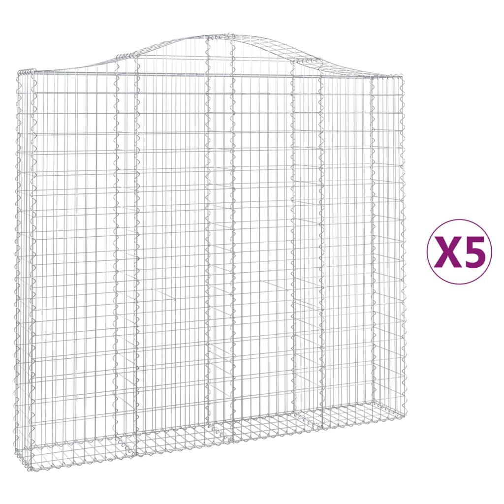vidaXL Συρματοκιβώτια Τοξωτά 5 τεμ. 200x30x180/200 εκ. Γαλβαν. Ατσάλι
