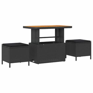 vidaXL Σέτ φαγητού για κήπο Μαύρο Πολυ ράταν