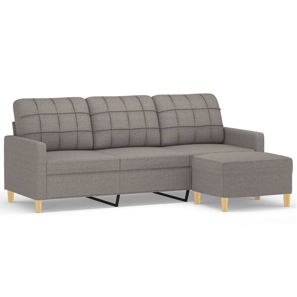 vidaXL Καναπές Τριθέσιος Taupe 180 εκ. Υφασμάτινος με Υποπόδιο