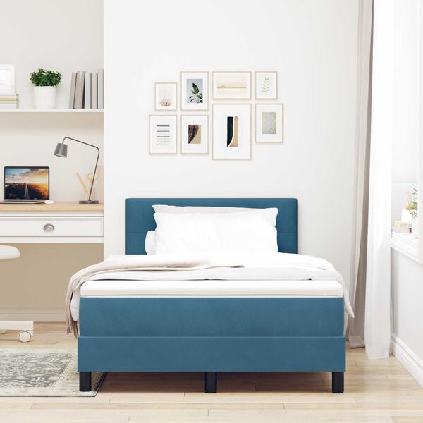 vidaXL Κρεβάτι με ελατήρια με στρώμα Μπλε 120 x 190 cm Βελούδο