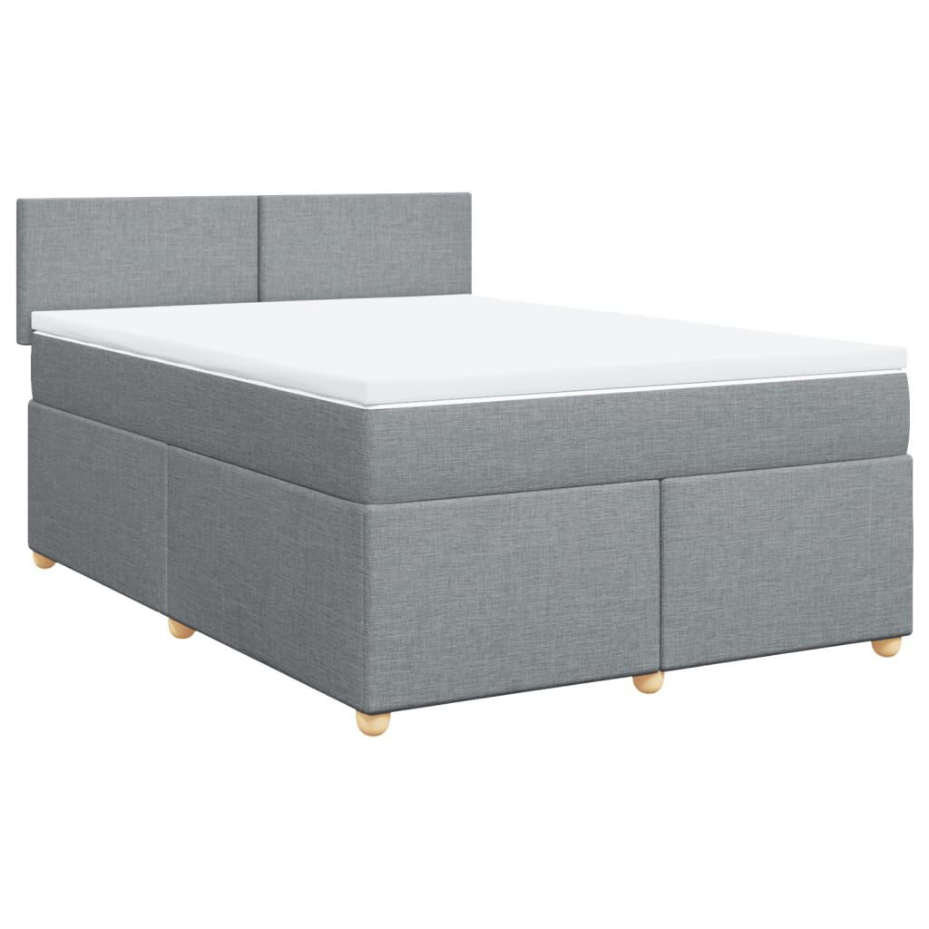 vidaXL Κρεβάτι Boxspring με Στρώμα Ανοιχτό Γκρι 140x200 εκ. Υφασμάτινο