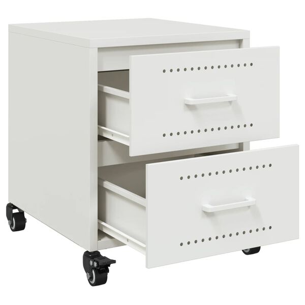 vidaXL Κομοδίνο Λευκό 36x39x43,5 εκ. από Χάλυβα