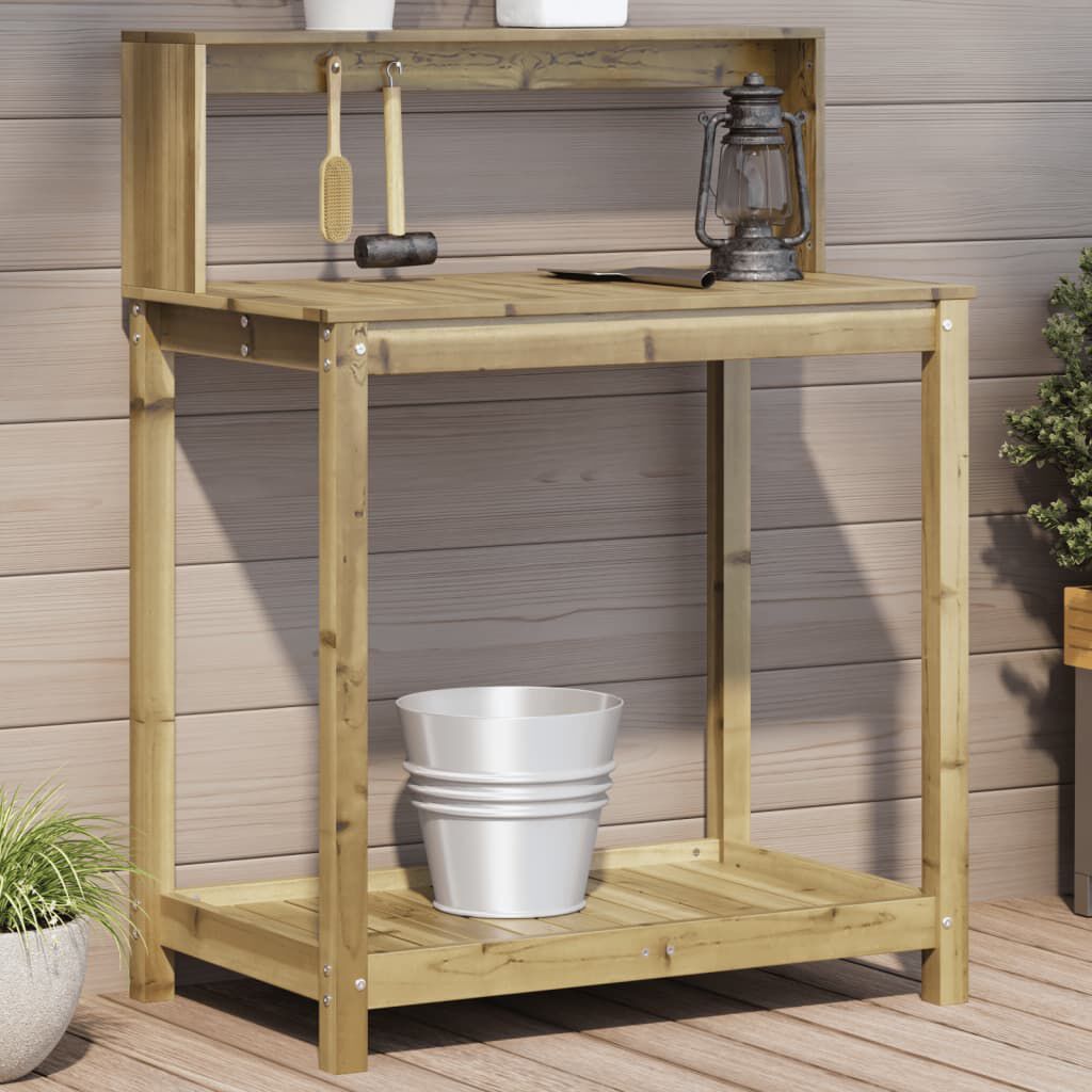 vidaXL Τραπέζι Κηπουρικής με Ράφια 82,5x50x109,5 εκ Εμποτ. Ξύλο Πεύκου