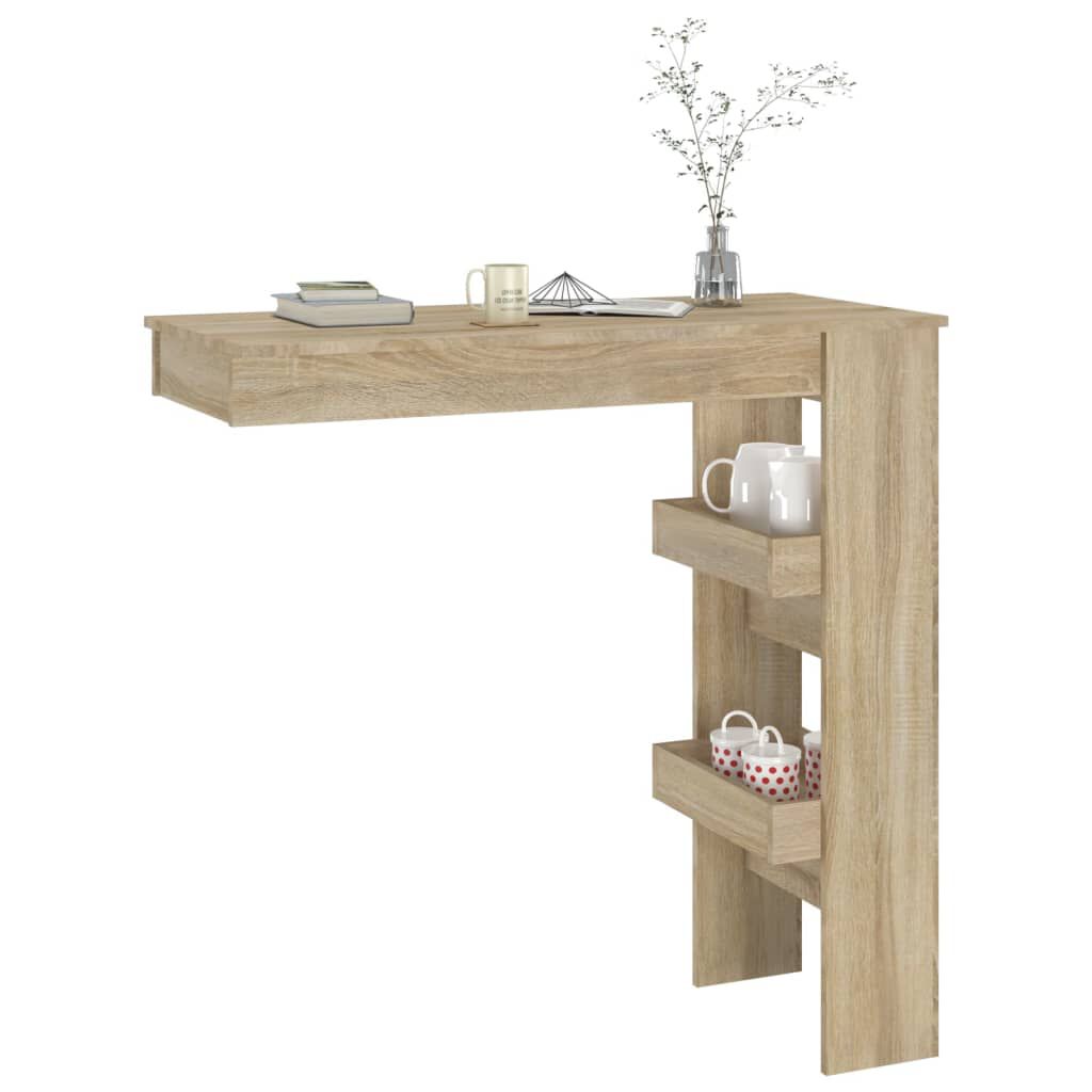 vidaXL Τραπέζι Μπαρ Τοίχου Sonoma Δρυς 102x45x103,5 εκ. Επεξεργ. Ξύλο