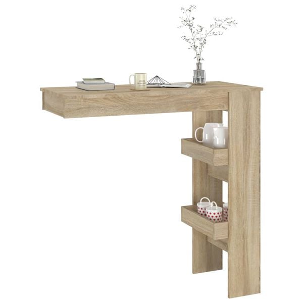 vidaXL Τραπέζι Μπαρ Τοίχου Sonoma Δρυς 102x45x103,5 εκ. Επεξεργ. Ξύλο
